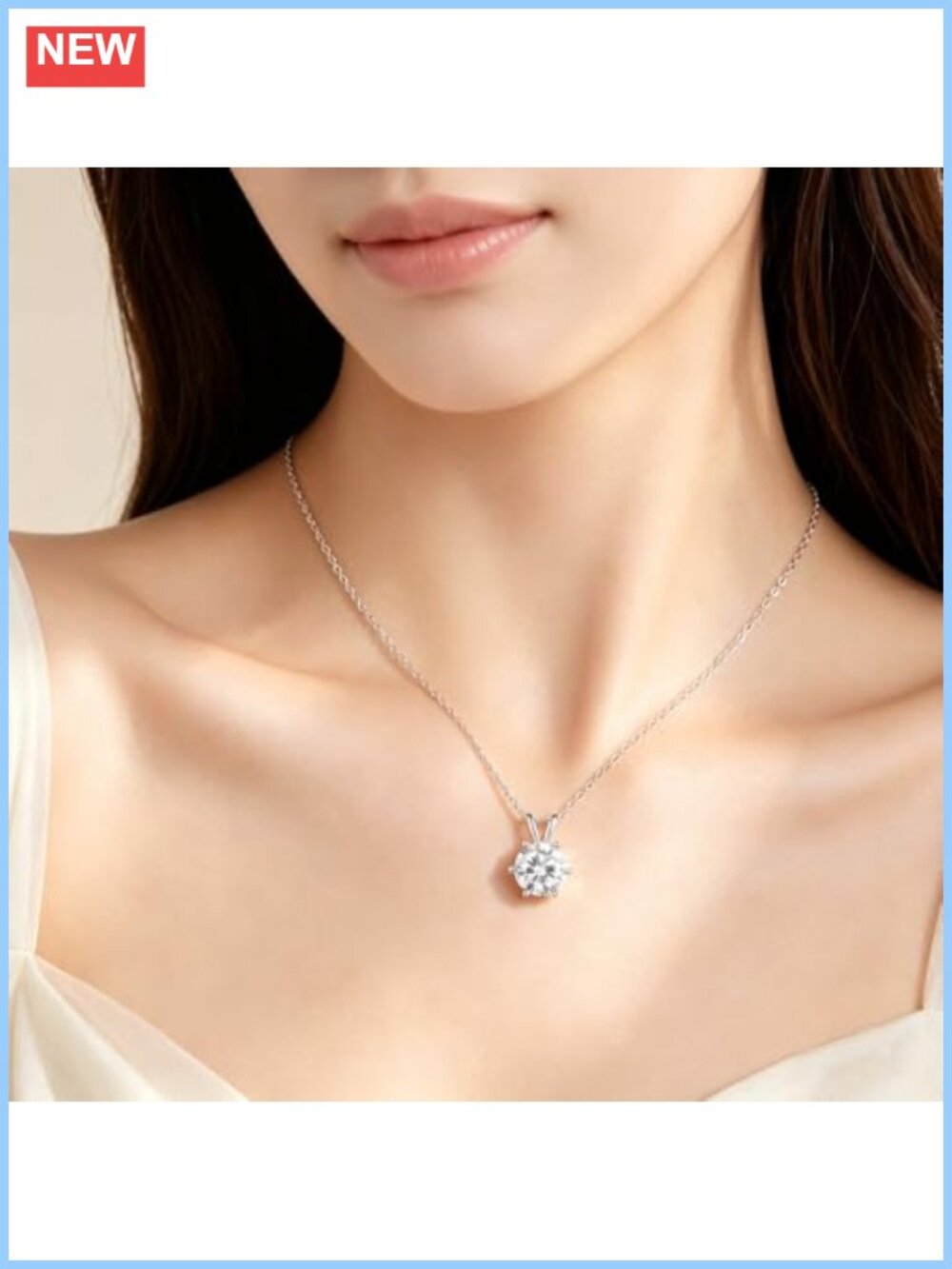 Vrutioe 1CT Moissanite Pendant Necklace S925 Sterling Silver - Picture 4 of 4
